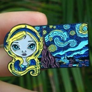 Alice in the Starry Night Collectible Enamel Pin - Image 2