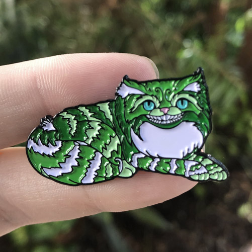 Green Cheshire Cat Collectible Enamel Pin -