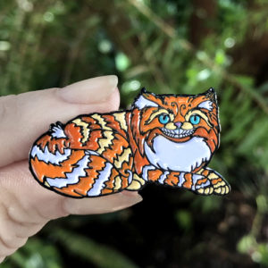 Orange Cheshire Cat Collectible Enamel Pin - Image 2