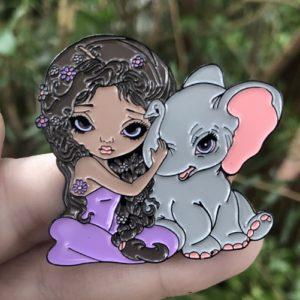 Elephant Friend Enamel Pin - Image 2