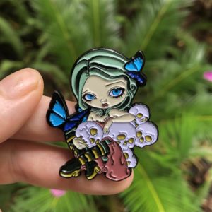 Butterflies and Bones Enamel Pin - Image 2