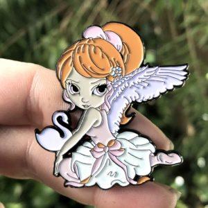 White Swan Collectible Enamel Pin - Image 2