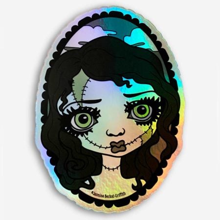 Patchwork Zombie Doll Vinyl Sticker Holographic